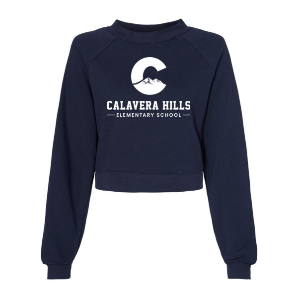 Women's Crop Raglan Fleece Crewneck Sweatshirt Thumbnail